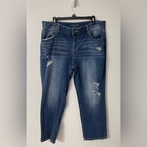 Maurices Dark Blue Skinny Distressed Jeans